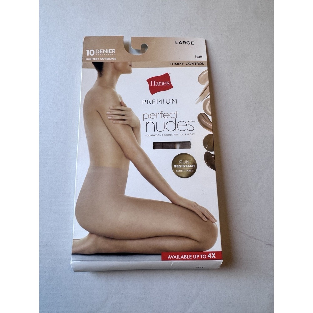 Hanes Premium Perfect Nudes Pantyhose w/Tummy Control‎ BUFF Size Large NIP